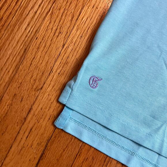 Greyson Polo Shirt Mens Medium Golf Performance Solid Blue Green - Picture 3 of 8